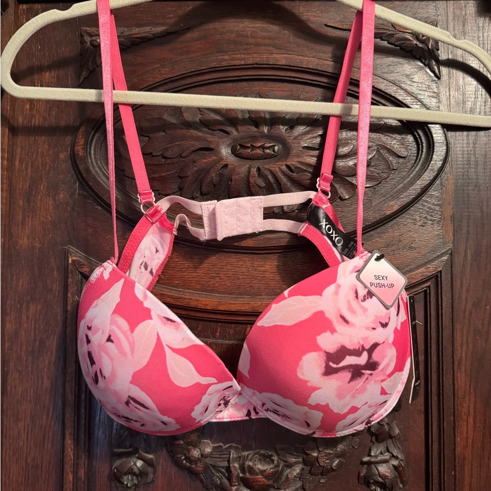 XOXO Pink Floral Roses Push-Up Bra NWT 36B